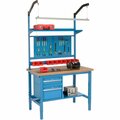 Global Industrial 48 x 30 Production Workbench, Shop Top Safety Edge Complete Bench, Blue 319302BL